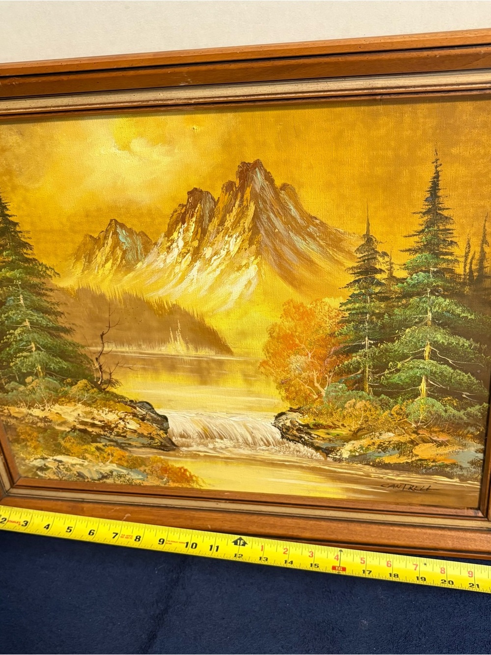 19X23 Original Signed Philip Cantrell Mountain Stream Scene Framed Oil Painting - Picture 7 of 8